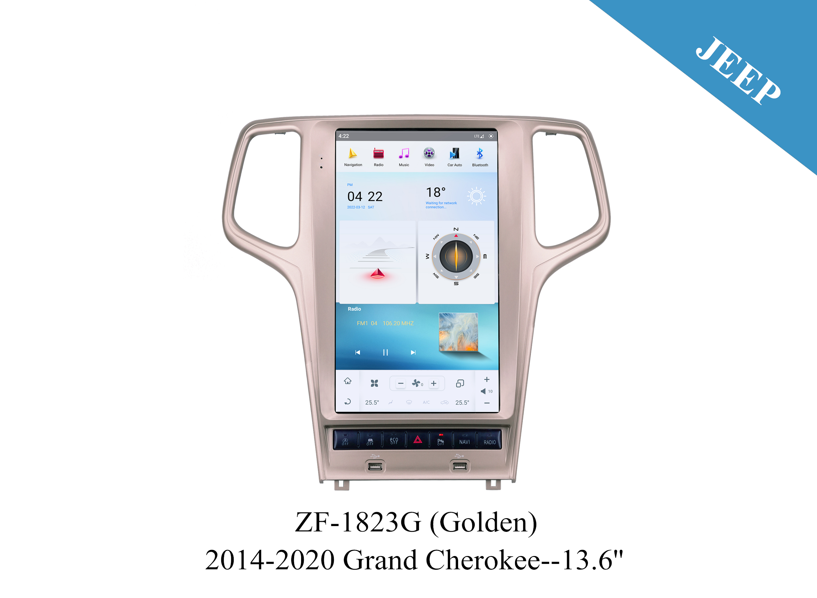 Jeep 2011-2021 Wrangler 13 inch Tesla Style Apple CarPlay Android Radio Upgrade